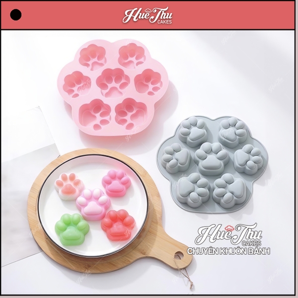 Khuôn silicon Bàn Chân Mèo A19 (vỉ 7 hình) làm bánh rau câu 3D 4D nhấn xôi, fondant, socola, nến hanmade