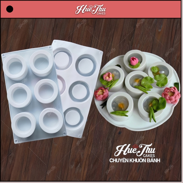 Khuôn silicon Hình Trụ Tròn A27 (vỉ 6 hình) làm bánh rau câu 3D 4D nhấn xôi, fondant, socola, nến hanmade