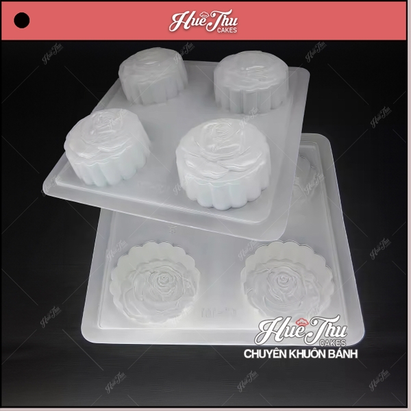 Khuôn rau câu, nhấn xôi Hoa Hồng N4 (vỉ 4 khuôn) làm bánh rau câu, ép xôi