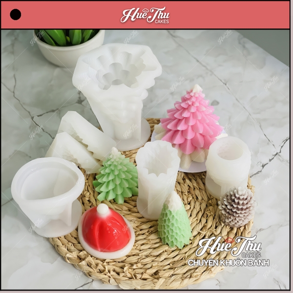 Khuôn silicon Cây Thông Noel (nhiều mẫu) A94 làm bánh rau câu 3D 4D nhấn xôi, fondant, socola, nến hanmade