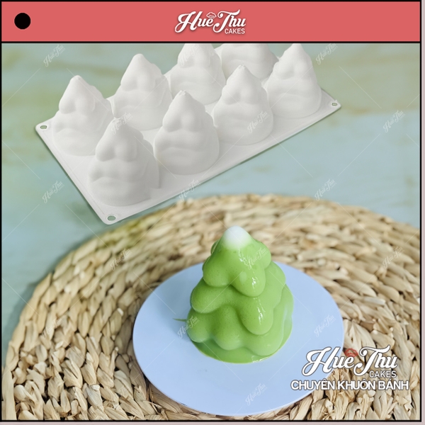 Khuôn silicon Cây Thông Noel A95 (vỉ 8 hình) làm bánh rau câu 3D 4D nhấn xôi, fondant, socola, nến hanmade