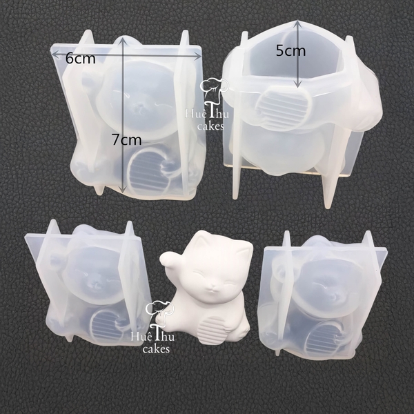 Khuôn silicon Mèo Thần Tài làm bánh rau câu 3D 4D nhấn xôi, fondant, socola, nến hanmade