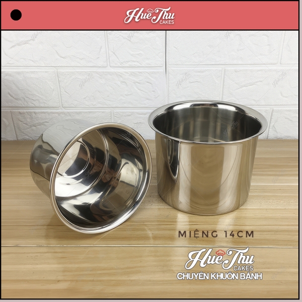 Nồi nấu sáp nến tròn trơn 14cm - nồi làm nến thơm bằng inox không gỉ