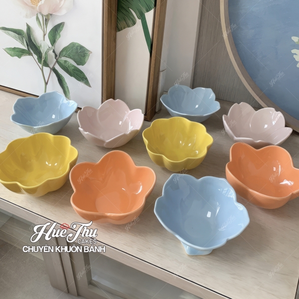 Bát Hoa Mai 12cm (nhiều màu), Chén Hoa Mai Sứ Decor - trang trí đồ ăn, mâm cúng