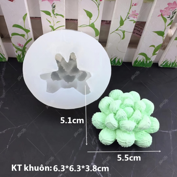 Khuôn silicon Sen Đá Bắp Cải 5.5cm (số 7) làm bánh rau câu 3D 4D nhấn xôi, fondant, socola, nến hanmade