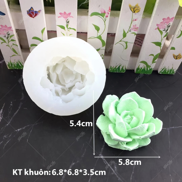 Khuôn silicon Sen Đá Hoa Hồng 5.8cm (số 6) làm bánh rau câu 3D 4D nhấn xôi, fondant, socola, nến hanmade