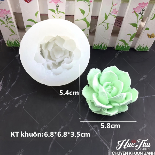 Khuôn silicon Sen Đá Hoa Hồng 5.8cm (số 6) làm bánh rau câu 3D 4D nhấn xôi, fondant, socola, nến hanmade