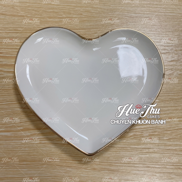 Đĩa Tim Viền Đen, Viền Vàng 12.5cm, Đĩa Tim Sứ Decor - trang trí đồ ăn, mâm cúng