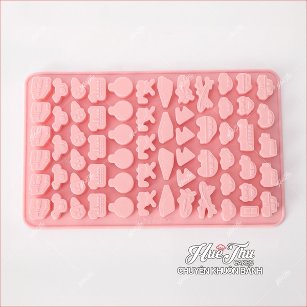 Khuôn silicon kẹo chip Máy Bay, Ô tô, Khí Cầu (vỉ 70 hình) làm kẹo dẻo, chip chip, rau câu mini, thạch trà sữa