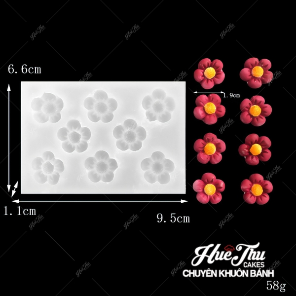 Khuôn silicon Hoa Mai (vỉ 8 bông) làm bánh rau câu 3D 4D nhấn xôi, fondant, socola, nến hanmade