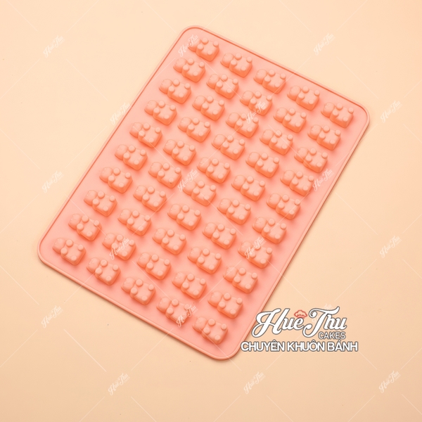 Khuôn silicon kẹo chip Chú Gấu (vỉ 50 hình) làm kẹo dẻo, chip chip, rau câu mini, thạch trà sữa