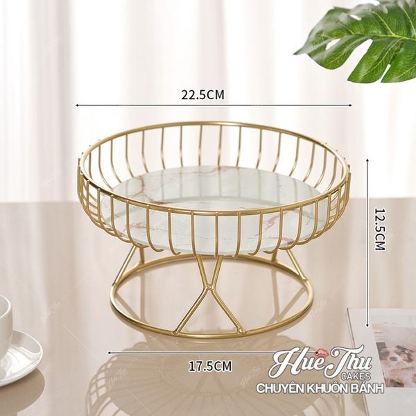 Khay Đựng Trái Cây Kèm Đĩa Vân Đá 22.5/27cm - trang trí bàn tiệc, mâm cúng