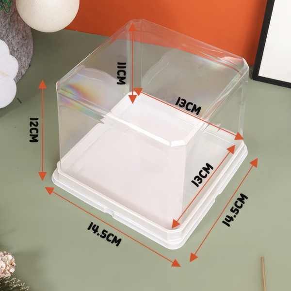 Hộp đựng bánh vuông 13x13cm đế trắng cao 12cm (10 cái) đựng bánh rau câu, bông lan, Trung Thu