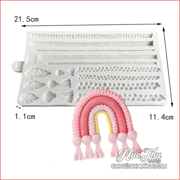 Khuôn silicon Dây Tua, Vòm Nơ (vỉ nhiều chi tiết) làm bánh rau câu 3D 4D nhấn xôi, fondant, socola, nến hanmade