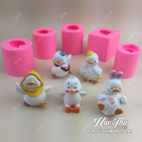 Khuôn silicon Vịt Con Dễ Thương (bộ 5 khuôn) làm bánh rau câu 3D 4D nhấn xôi, fondant, socola, nến hanmade
