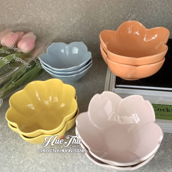 Bát Hoa Mai 12cm (nhiều màu), Chén Hoa Mai Sứ Decor - trang trí đồ ăn, mâm cúng