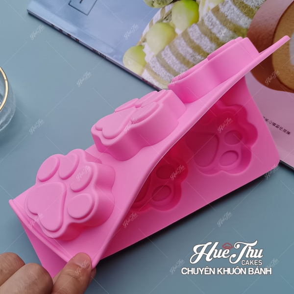 Khuôn silicon Bàn Chân Mèo A18 (vỉ 6 hình) làm bánh rau câu 3D 4D nhấn xôi, fondant, socola, nến hanmade