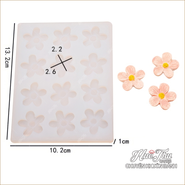 Khuôn silicon Hoa Mai Lộc Phát (12 bông) làm bánh rau câu 3D 4D nhấn xôi, fondant, socola, nến hanmade trang trí Hũ Vàng