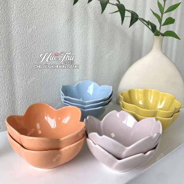 Bát Hoa Mai 12cm (nhiều màu), Chén Hoa Mai Sứ Decor - trang trí đồ ăn, mâm cúng