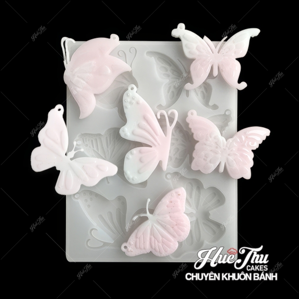 Khuôn silicon Con Bướm (vỉ 6 hình) làm bánh rau câu 3D 4D nhấn xôi, fondant, socola, nến hanmade