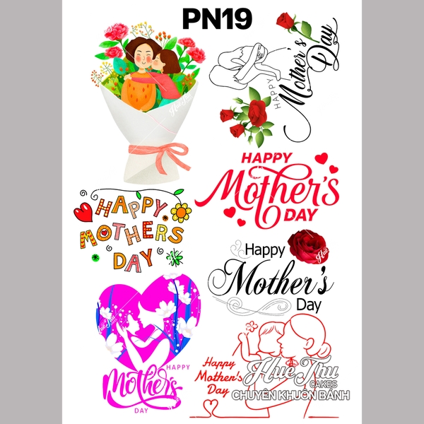 Tấm Decal Trong chủ đề Phụ Nữ - Tình Yêu (5 tờ) chữ dán tem dán lên bánh trang trí bánh rau câu tiện lợi (nhiều mẫu)