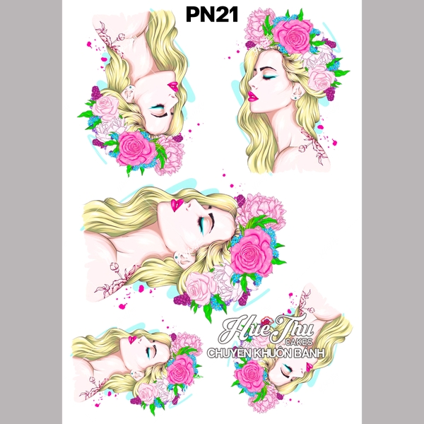 Tấm Decal Trong chủ đề Phụ Nữ - Tình Yêu (5 tờ) chữ dán tem dán lên bánh trang trí bánh rau câu tiện lợi (nhiều mẫu)