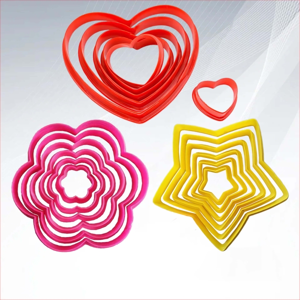 Vòng Cắt Hình Trái Tim / Ngôi Sao / Bông Mai (set 6 cái lớn nhỏ) cắt viền đậu ốp tạo hình xôi, vỏ bánh