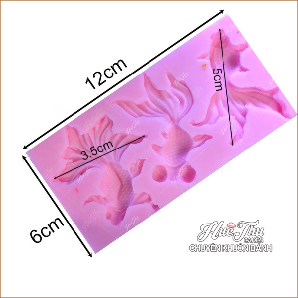 Khuôn silicon Cá Vàng (vỉ 3 con) làm bánh rau câu 3D 4D nhấn xôi, fondant, socola, nến hanmade