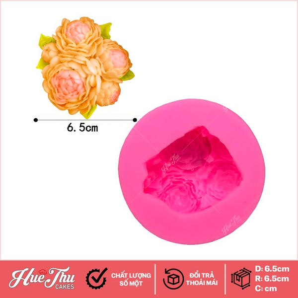Khuôn silicon chùm Hồng Trà 6.5cm làm bánh rau câu 3D 4D nhấn xôi, fondant, socola, nến hanmade