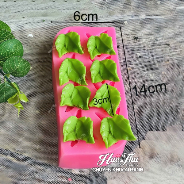Khuôn silicon Vỉ Lá Kép làm bánh rau câu 3D 4D nhấn xôi, fondant, socola, nến hanmade