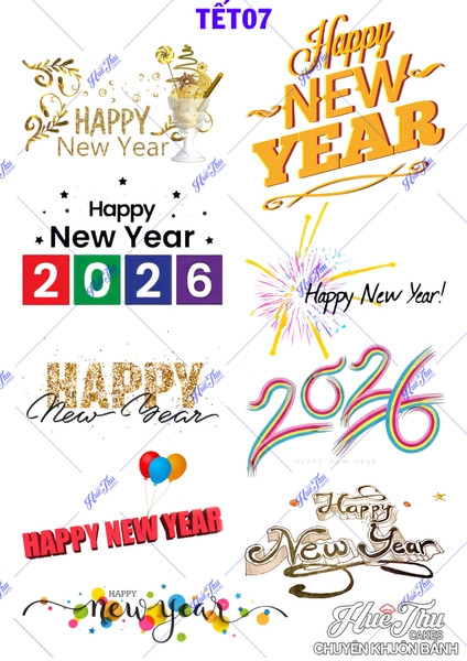 Tấm Decal Trong chủ đề Tết - Năm Mới - Cá Chép, chữ dán tem dán lên bánh trang trí bánh rau câu tiện lợi (nhiều mẫu)