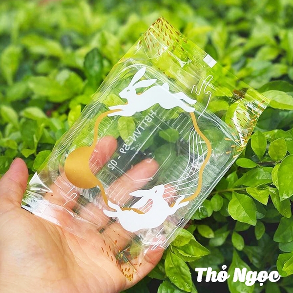 Combo Khay Túi Thỏ Ngọc 9cm đựng bánh Trung Thu (100 bộ) - Túi hàn đựng bánh