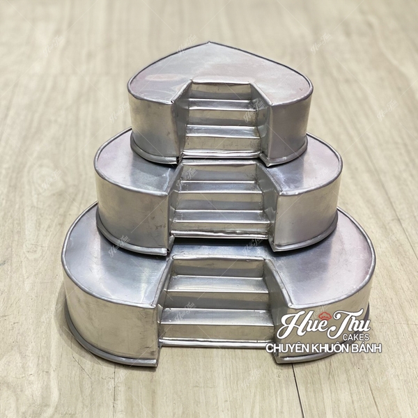 Khuôn cầu thang tròn/vuông/tim (bộ 3 khuôn) đổ bánh rau câu 4D