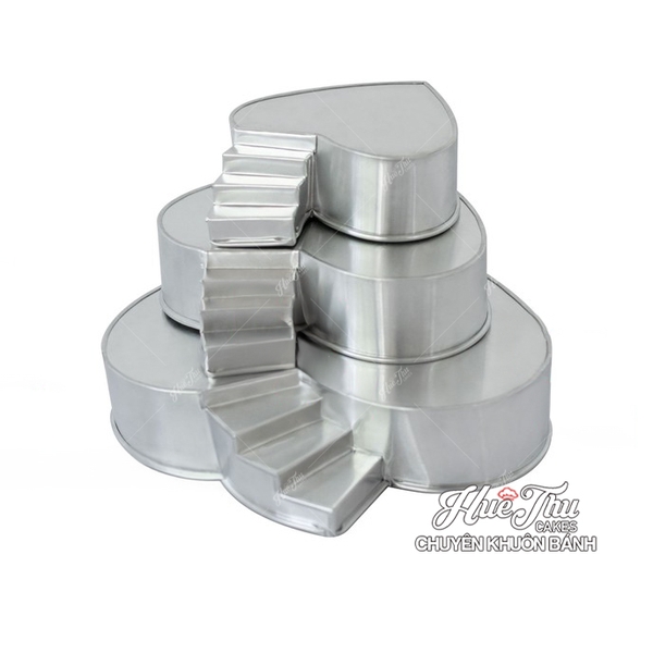 Khuôn cầu thang tròn/vuông/tim (bộ 3 khuôn) đổ bánh rau câu 4D