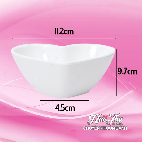 Bát Trái Tim Nhựa Giả Sứ 11.2cm, Chén Tim Decor - trang trí đồ ăn, mâm cúng