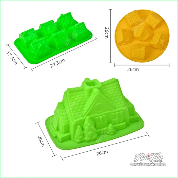 Khuôn silicon Ngôi Nhà Lớn 26*20cm làm bánh rau câu 3D 4D nhấn xôi, fondant, socola, nến hanmade