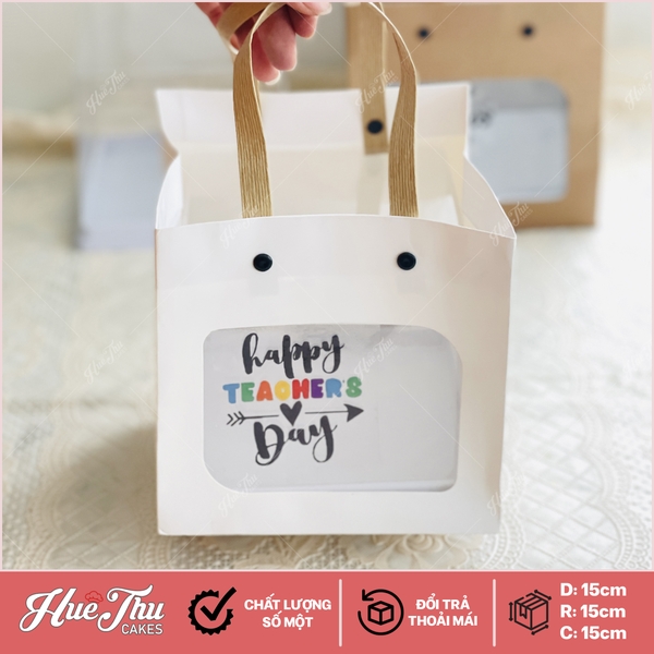 Túi Giấy Kraft Đựng Quà 15cm, túi vuông đựng lọ hoa, đựng bánh các loại