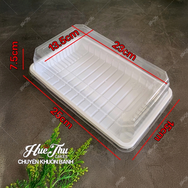 Hộp Đế Đen/Trắng/Vàng 25cm cao 7.5cm HC4 (10/50 hộp) đựng bánh rau câu cá chép, bông lan, xôi, cơm