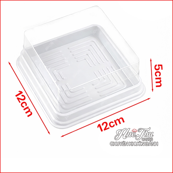 Hộp đựng bánh vuông 12x12cm đế đen, vàng, trắng cao 5/7.5cm (10 cái) đựng bánh rau câu, bông lan, Trung Thu