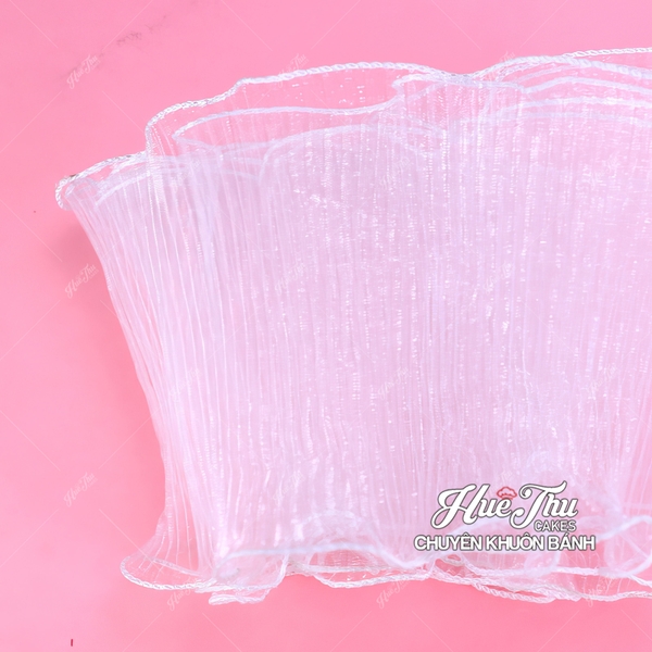 Voan lưới quấn bánh sinh nhật, cuộn nơ voan quấn thành bánh, bó hoa
