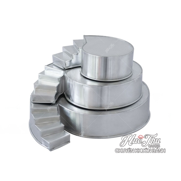 Khuôn cầu thang tròn/vuông/tim (bộ 3 khuôn) đổ bánh rau câu 4D