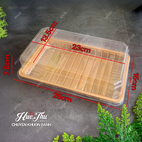 Hộp Đế Đen/Trắng/Vàng 25cm cao 7.5cm HC4 (10/50 hộp) đựng bánh rau câu cá chép, bông lan, xôi, cơm