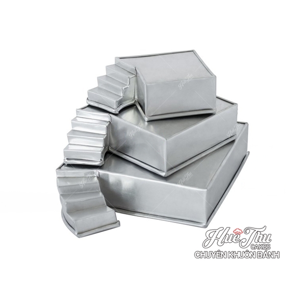 Khuôn cầu thang tròn/vuông/tim (bộ 3 khuôn) đổ bánh rau câu 4D