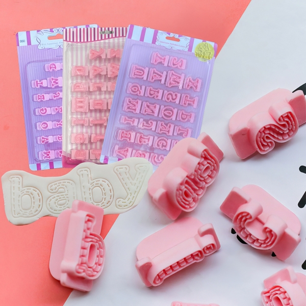 Khuôn nhấn Cutter 36 Chữ Cái CT4 (nhiều mẫu) tạo hình bánh bao, bánh quy, bánh mì, rau câu, xôi hoa đậu