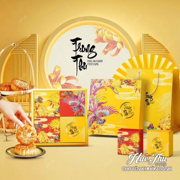 Hộp trung thu Khổng Tước 4 bánh - hộp đựng bánh Trung Thu 150g - 250g