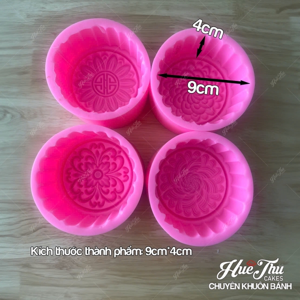 Combo 4 khuôn silicon Hoa Cúc Hoa Sen Trung Thu 5678 A117 làm bánh rau câu 3D 4D nhấn xôi, fondant, socola, nến hanmade