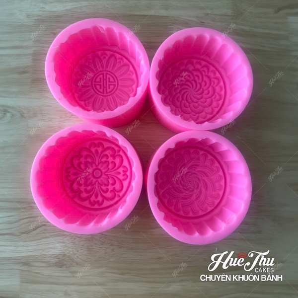Combo 4 khuôn silicon Hoa Cúc Hoa Sen Trung Thu 5678 A117 làm bánh rau câu 3D 4D nhấn xôi, fondant, socola, nến hanmade