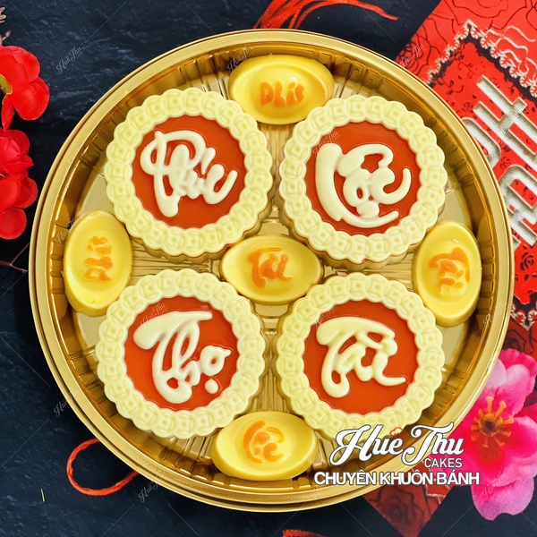 Khuôn rau câu, nhấn xôi Phúc Lộc Thọ Tài (vỉ 4 khuôn) làm bánh rau câu, ép xôi
