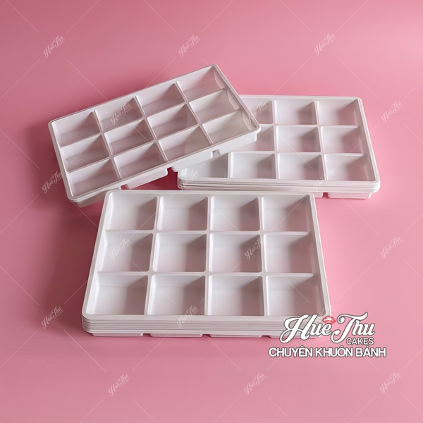Hộp Nhựa Đế Trắng 12 Ô 5.3cm HC15 (10/50 hộp) Đựng Rau Câu, Bánh Mini, Xôi, Cup Set Tiện Dụng