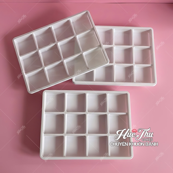 Hộp Nhựa Đế Trắng 12 Ô 5.3cm HC15 (10/50 hộp) Đựng Rau Câu, Bánh Mini, Xôi, Cup Set Tiện Dụng